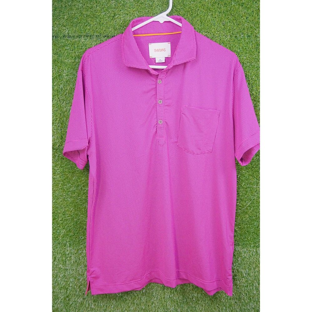 SWIMS Gingham Check Performance Golf Polo - Men's Size XL